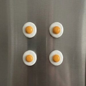 4pc Egg Fridge Magnet Set – Handmade – Yellow & White